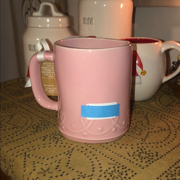 Rae Dunn LOVE YOU Mug Dusty Pink with Raised Heart Scroll Design - Picture 4 of 7